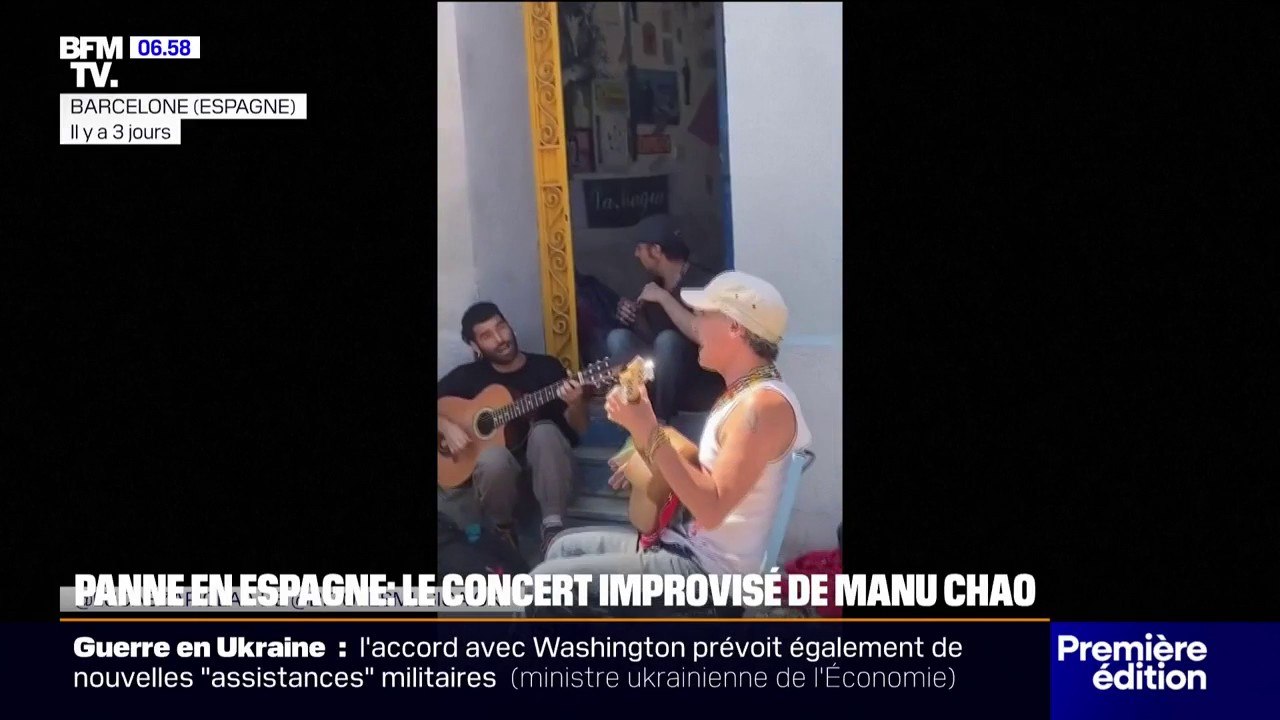 Manu Chao improvise un concert dans les rues de Barcelone pendant la panne d'électricité géante en Espagne