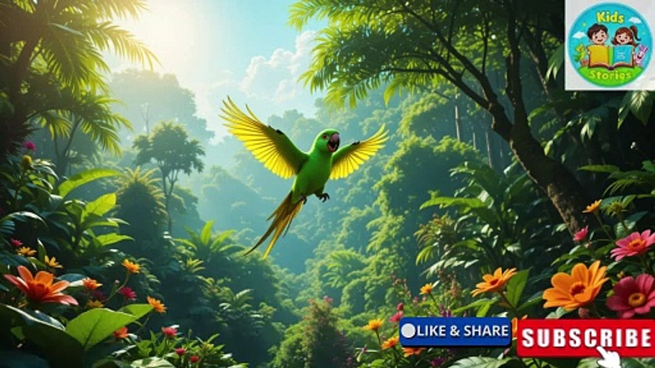 E-3Green Parrot Aur Jungle Ki Safai 🦜 | Urdu Moral Story for Kids | Educational Cartoon for Children