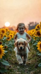 A little girl Playing with puppy #cutevideo #kidsvideo #happiness