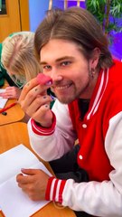 His Fake Tongue Got Stuck in the Drink!😂#pranks #usa #highschool #trendingusa