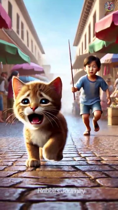 The rabbit cried very sadly, unable to save the kitten. 🐰 #RabbitRescue #CuteAnimals #AnimalRescue