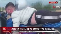 Tekirdağ'da motosiklet sürücüsü trafik kurallarına meydan okudu