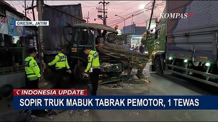 Diduga Mabuk, Supir Truk Tronton Tabrak  3 Pemotor di Gresik