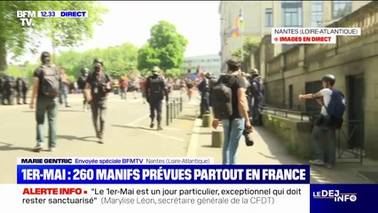 1er-Mai: des tensions entre forces de l'ordre et manifestants éclatent à Nantes