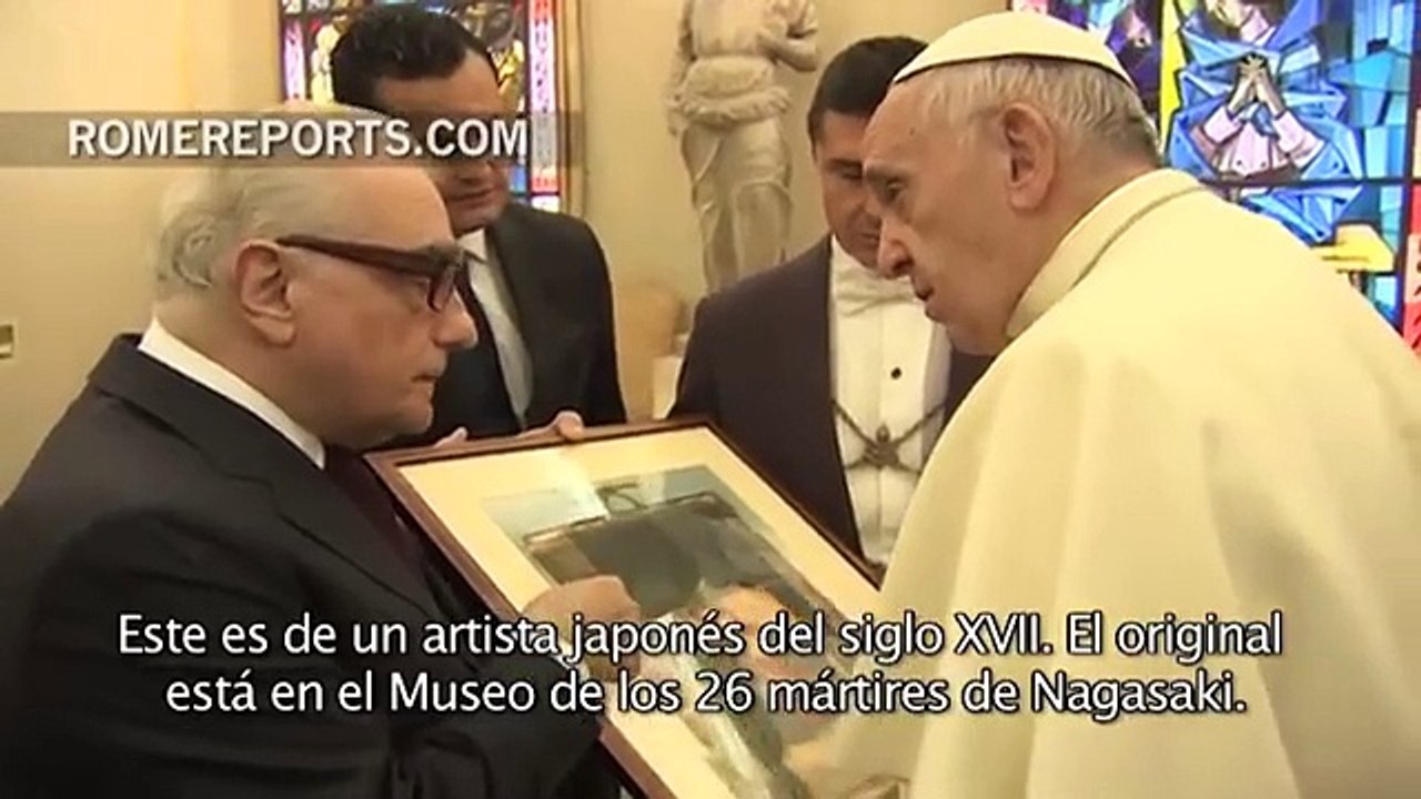 Martin Scorsese en uno de los encuentros con el papa Francisco .