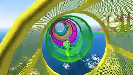 الأبطال الخارقين على القضبان دوامة قمع جسر 🕷️🏍️ RAINBOW SPIDER MAN! on Motorcycle in Spiral Bridge_2