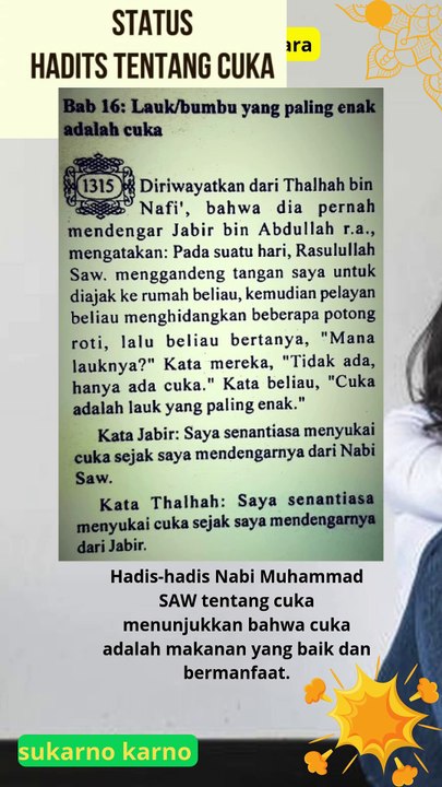 beberapa hadis yang berkaitan dengan cuka yang sering kita konsumsi untuk bumbu  #news#hadist