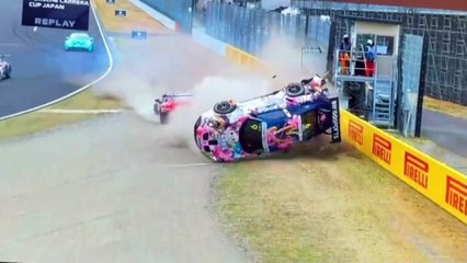 Porsche Carrera Cup Japan 2025 Suzuka Start Motoki Big Crash Roll