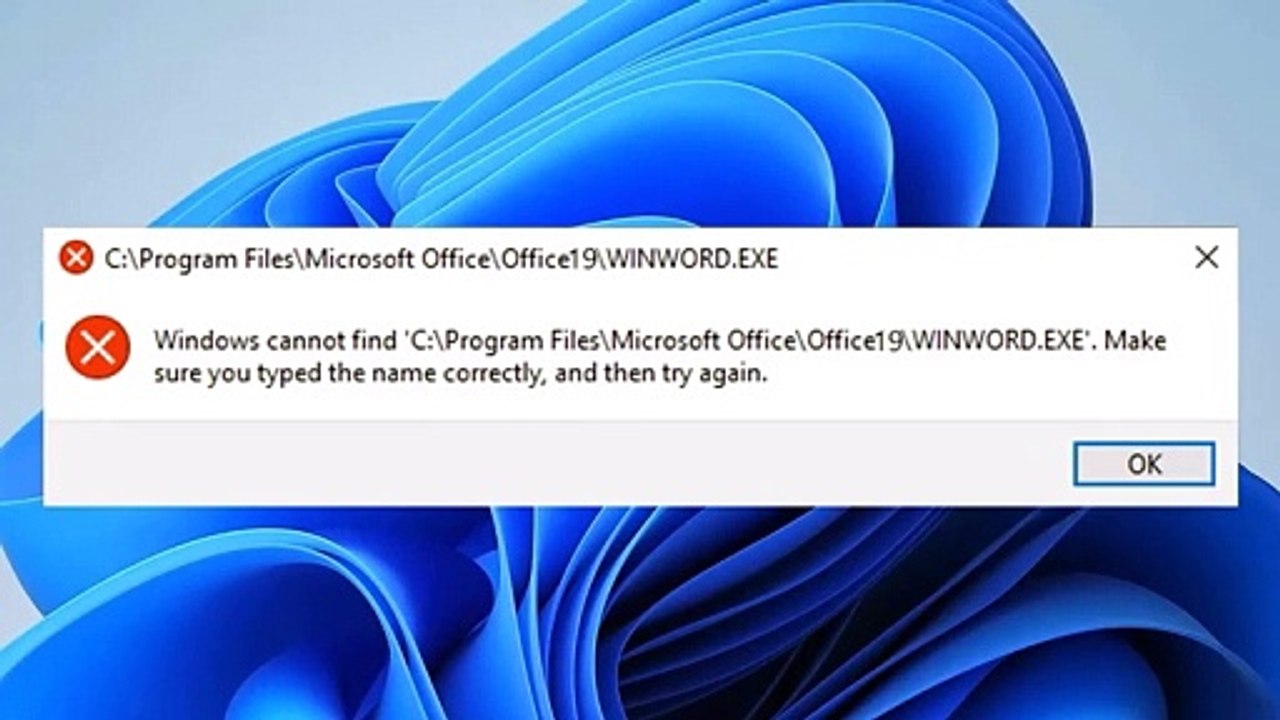 Solved Error - Windows Cannot find 'C:\Program Files\Microsoft Office\WINWORD.exe (MS Word,  Excel, Powerpoint)