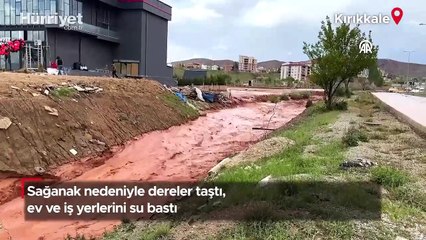 Kırıkkale'de sağanak nedeniyle dereler taştı, ev ve iş yerlerini su bastı