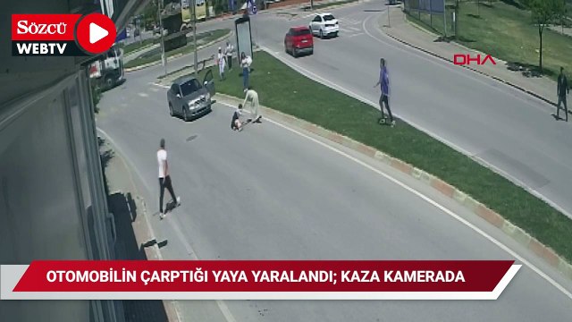 Otomobilin çarptığı yaya yaralandı; kaza kamerada