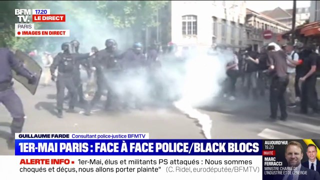 Manifestation du 1er-mai: des tensions entre forces de l'ordre et manifestants dans le cortège parisien