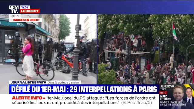 Manifestation du 1er-mai: 29 personnes interpellées à 17h30 heures à Paris