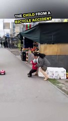 Kind woman 🍎 drops apples 🍏 saving boy from accident 🚸 #shorts