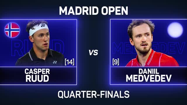 Ruud secures first win over Medvedev to make Madrid semis