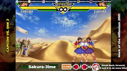 SAKURA KASUGANO MOVE LIST - Capcom vs. SNK 2 (CVS2)