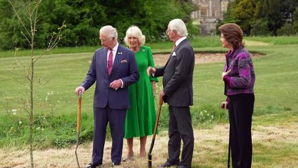 Charles and Camilla plant a ‘beautiful’ Swedish oak