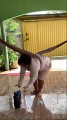 Attempt To Craft Slippery Path Backfires As Woman Loses Footing And Falls