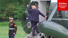 Trump Leaves White House To Deliver Commencement Address At The University Of Alabama