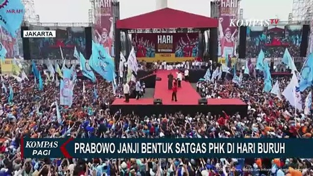 Prabowo Hadiri Hari Buruh di Monas: Janji Ini-Itu, Sebut Seskab Teddy, hingga Lempar Baju!