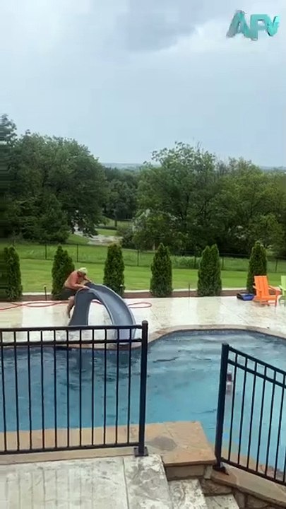 184. New trick unlocked! 🏊 #shorts #slide #pool #senior #humor #fail