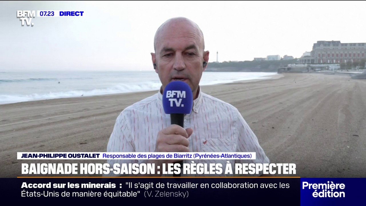 "Il ne faut pas prendre de risque": Jean-Philippe Oustalet, responsable des plages de Biarritz, rappelle les règles à respecter lors des baignades hors-saison