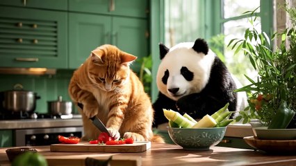 Kitten’s Courageous Rescue: Nurturing a Giant Panda with a Bamboo Feast