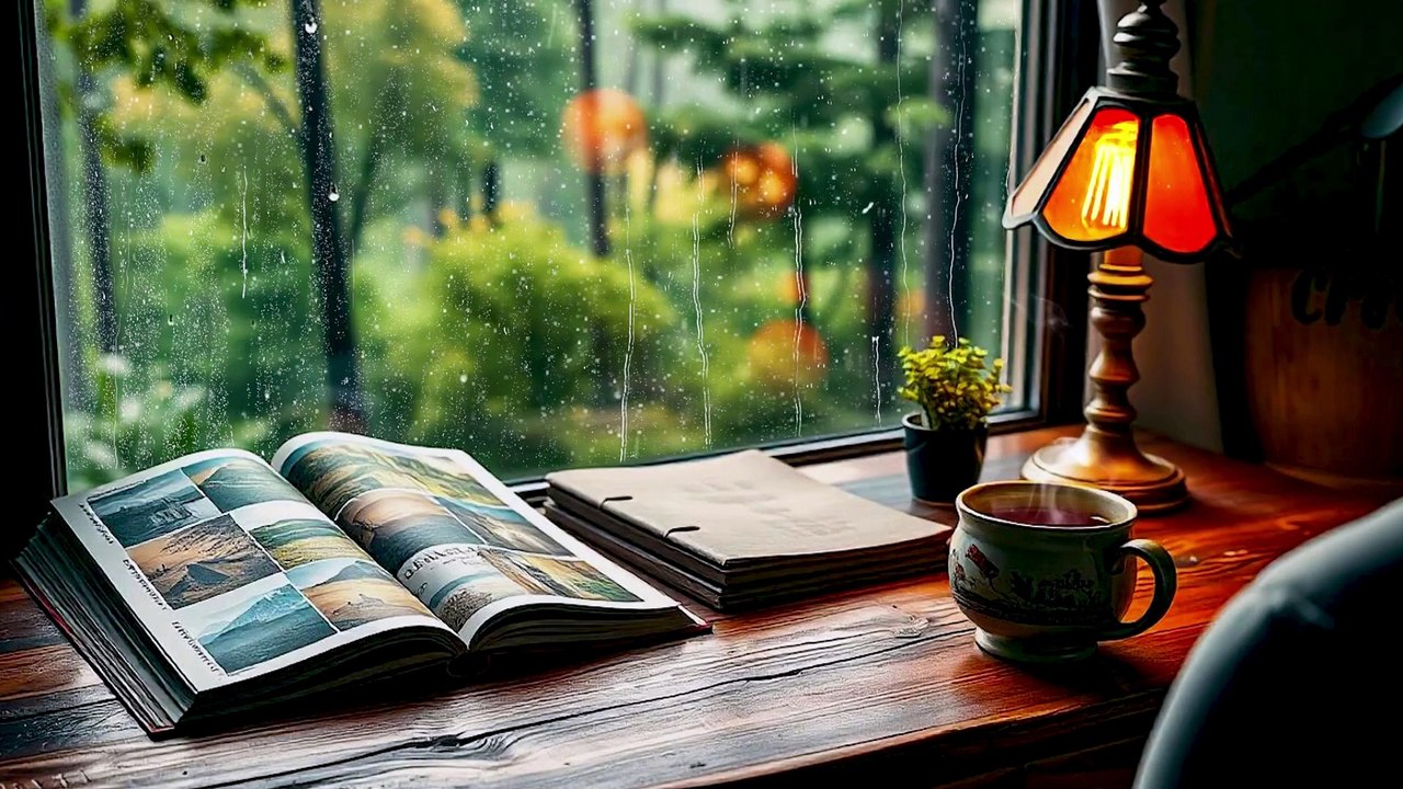 Cozy Room with Rain Sounds - Ambience for Studying, Relaxing , Studying Gentle Rain & Forest View