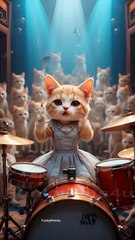 Cat Playing Drums - FunkyPets4u