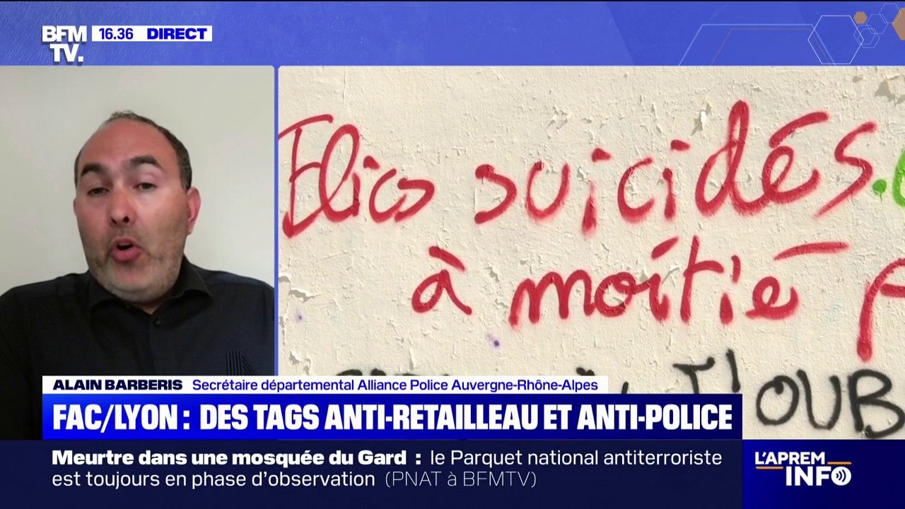 Des tags visant Bruno Retailleau et la police retrouvés sur les façades des universités Lyon 2 et 3