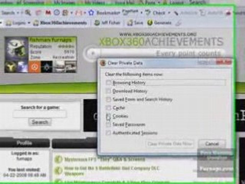 Clearing cookies in firefox