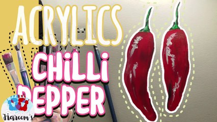 How to paint chilli pepper with acrylics _learn to draw chilli peppers_Red hot chillies in acrylics_
