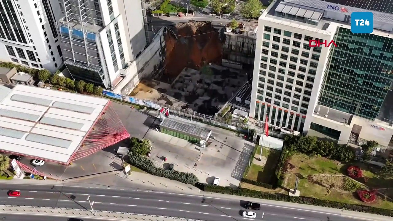 Sarıyer'de yol böyle çöktü: Dev yarık dron ile...