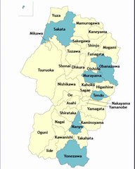 Map of Yamagata Prefecture. Peta Prefektur Yamagata. Yamagata Prefecture Map. Map of Prefecture of Yamagata. Prefecture of Yamagata Map. Map of Yamagata. Peta Yamagata. Yamagata Map. 山形県の地図。山形地図. Carte de la préfecture de Yamagata. Carte de Yamagata