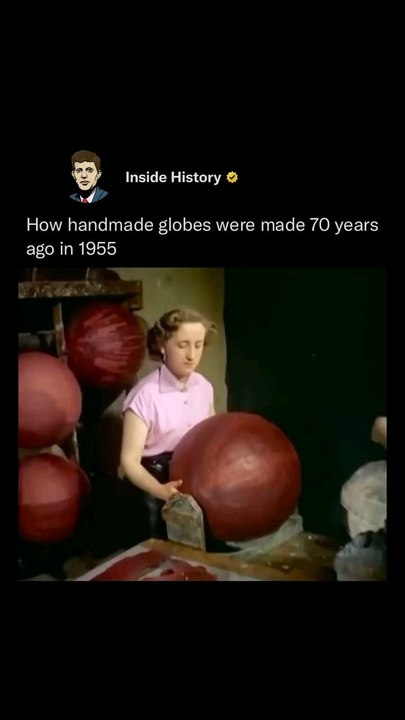 In 1955, handmade globes were crafted with remarkable precision and artistry, blending cartography with skilled craftsmanship! The process began with a hollow sphere, often made of papier-mâché or a lightweight wooden core. Skilled