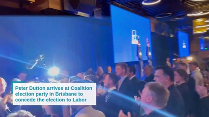 Peter Dutton arrives to concede election to Labor