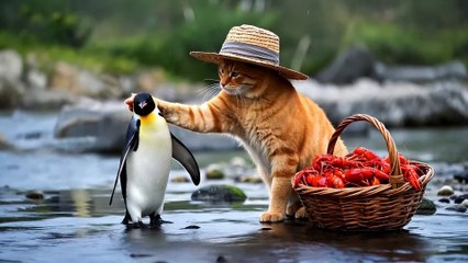 Kitten’s Courageous Rescue: Warming a Penguin with a Heartfelt Feast
