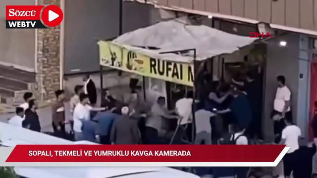 Sopalı, tekmeli ve yumruklu kavga kamerada; 4 yaralı