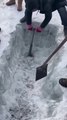 Digging a grave in ice❄️-- Shocking find inside!😱 #shorts