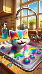Rainbow 🌈 Cat's 🐱 Crashing Cat Mom💥 Funny 😁 #ai #story #catshorts#aicat#funnymeow8#funnycat#aicat