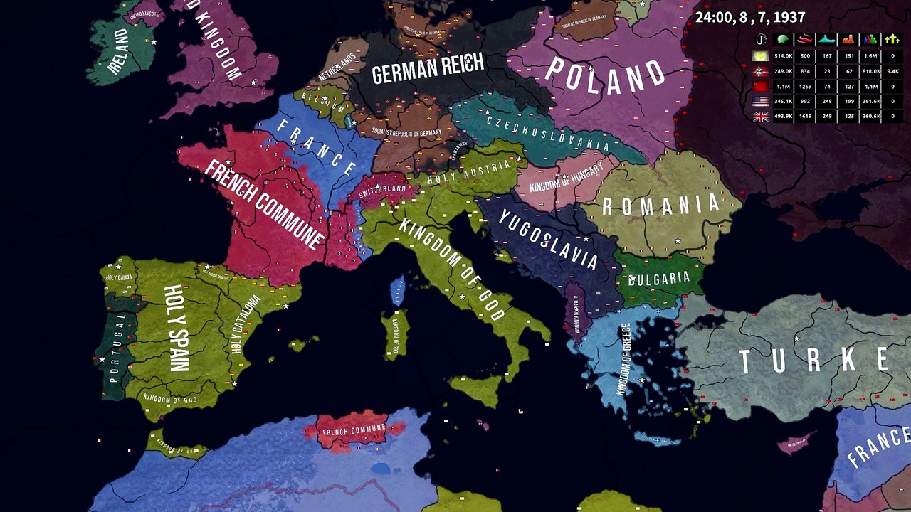 If Pope Francis sent to1936 and Restored the HOLY League? - HOI4 Timelapse