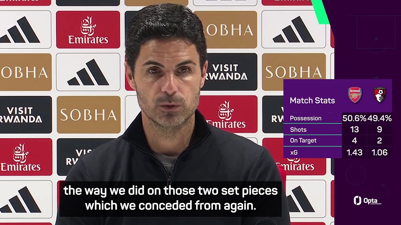 Arteta 'very disappointed' with Arsenal's defeat to Bournemouth