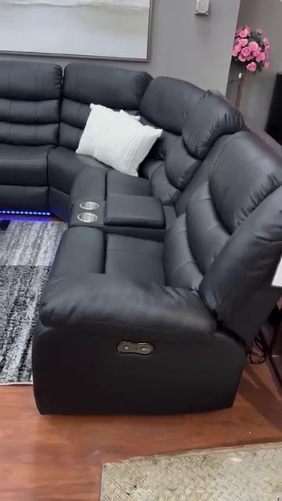 🔥 Modern White Power Reclining Sectional Sofa w/ LED Lights & Cup Holders