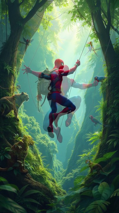 Spider-Man Goes Wild: A Jungle Trip to Remember! #spiderman #shorts #ai #story #tiger