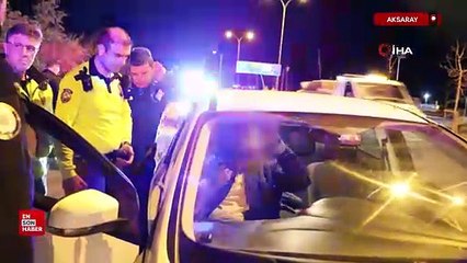 Aksaray'da kovalamaca sonucu yakalanan sürücüyle polisin imtihanı
