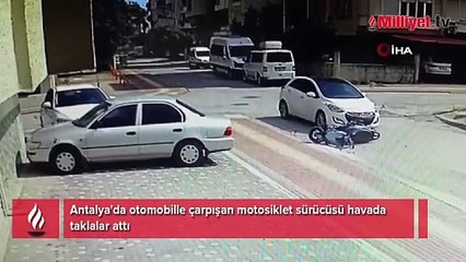 Otomobille çarpıştı, havada taklalar attı