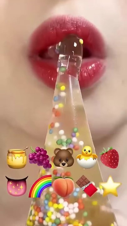 asmr EMOJI FOOD 🍯🍇🐻🐣🍓🌈🍫⭐️eating sounds(sped up)