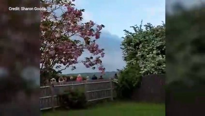 Moment after Spitfire plane crashes into field near Hythe