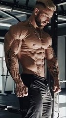 Attitude from gymnastics for a bodybuilding pose.