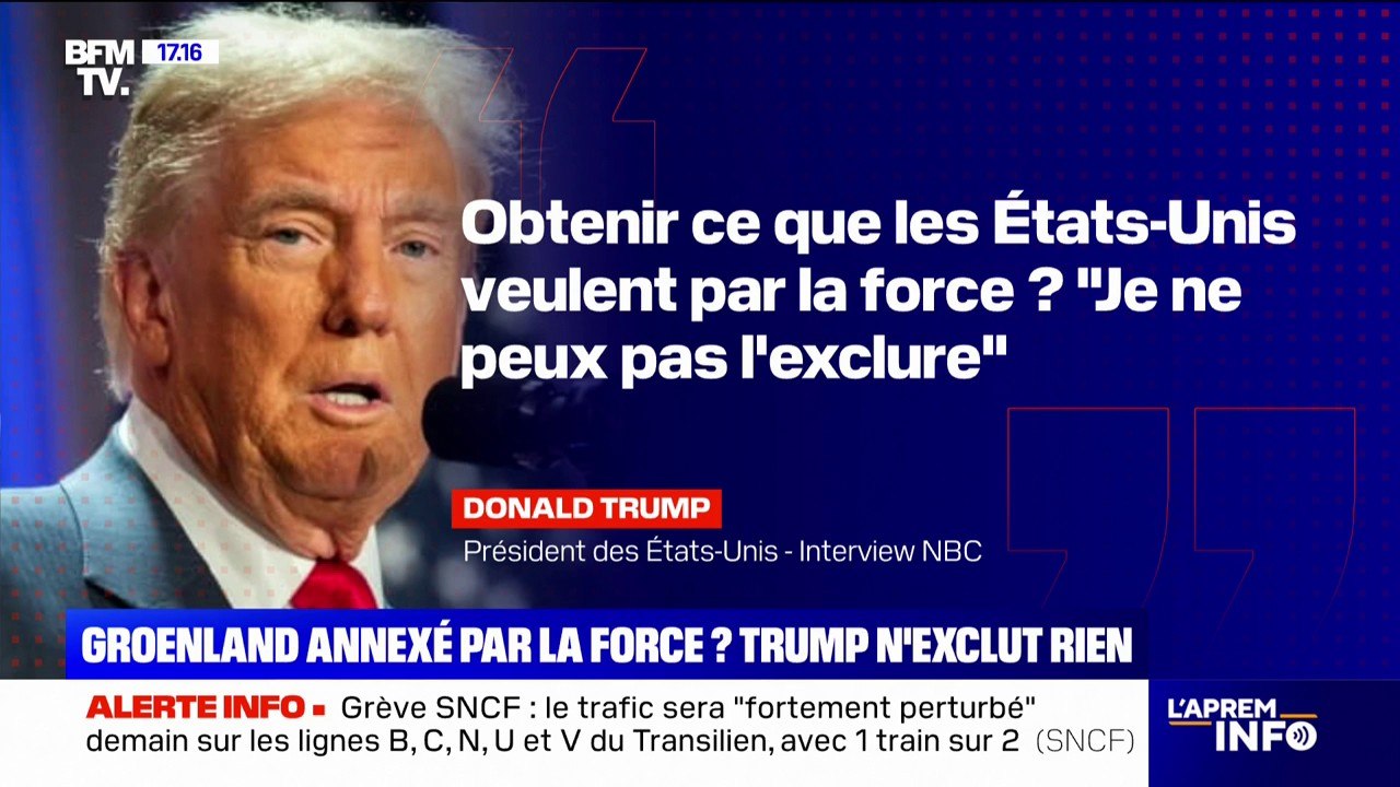 "Obtenir ce que les États-Unis veulent par la force ? Je ne peux pas l'exclure": Donald Trump a rappelé sa volonté d'annexer le Groenland